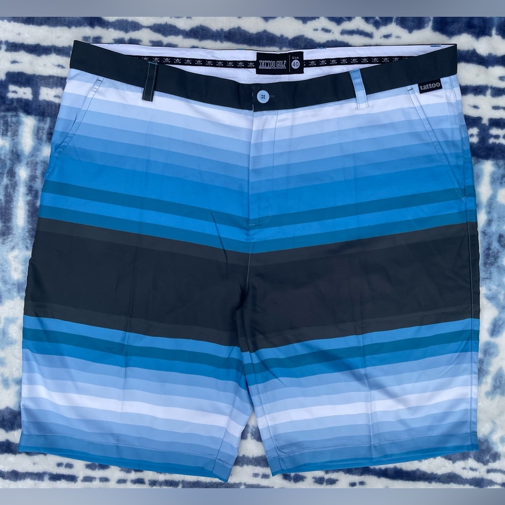 Tattoo Golf Men’s Size 40 Blue Stripe Performance Shorts